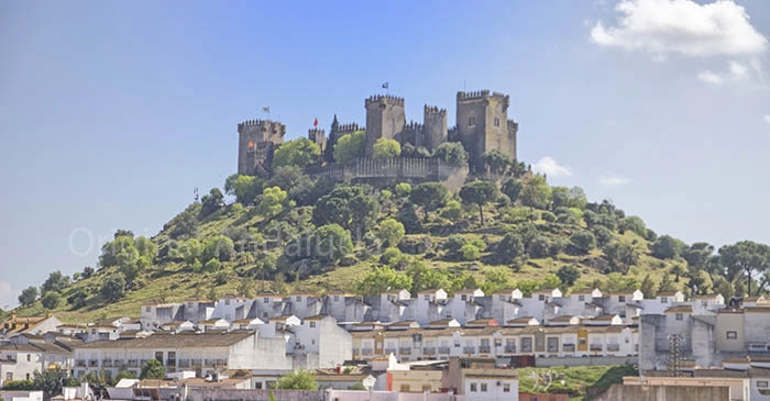 Het monumentale Kasteel van Almodóvar del Río hooggelegen op een heuvel nabij Córdoba